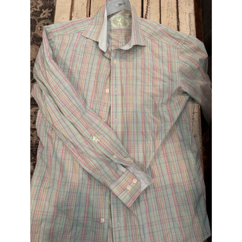 Robert Graham Mens Plaid Long Sleeve Button Down Shirt Multi Color Shaped Fit